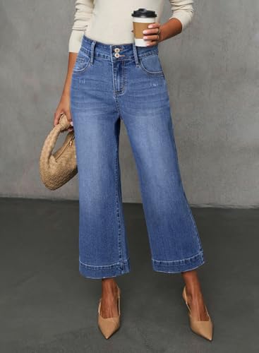 Dokotoo Womens Summer Jeans High Waisted Wide Leg Baggy Jeans for Women Stretch Denim Pants2