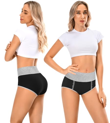Image of MISSWHO Cotton High Waisted Womens Underwear Soft Stretch Breathable Full Coverage Ladies Panties Multipack