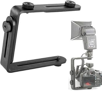 Amazon | JINTU デュアルLシェイプカメラフラッシュブラケットダブル