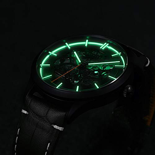 Image of Automatic Watch for Men Black Skeleton Mechanical Watch