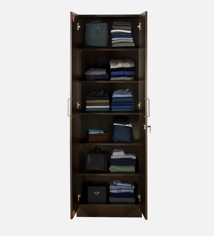 Image of Mintwud Pepperfry Engineered Wood Kenzou 2 Door Wardrobe | Wooden Almirah with Adjustable Shelves Storage Cabinet Cupboard for Bedroom Living Room Home Furniture (Wenge Finish)