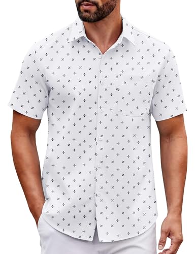 Chemise homme manches courtes COOFANDY boutonnée contre la chaleur avec poche