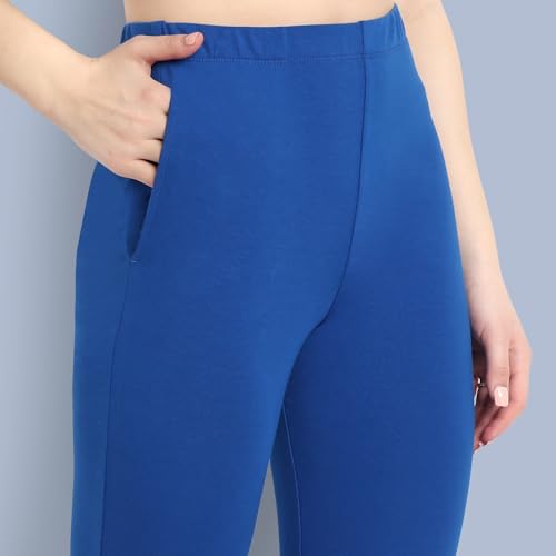 Image of ONE SKY Women Full Length Leggings | Cotton Modal Spandex Blend | High Waist Stretchable & Bio-Washed Fabric | Colour-Lock Technology | Comfortable Leggings for Women