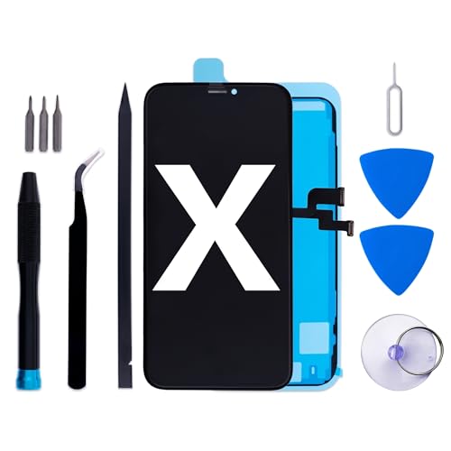 for iPhone X Screen Replacement Kit 5.8 LCD Display 625 nits (typ) 3D Touch Digitizer Assembly with Frame Adhesive and Repair Tools (Model A1865/A1901/A1902/A1903)