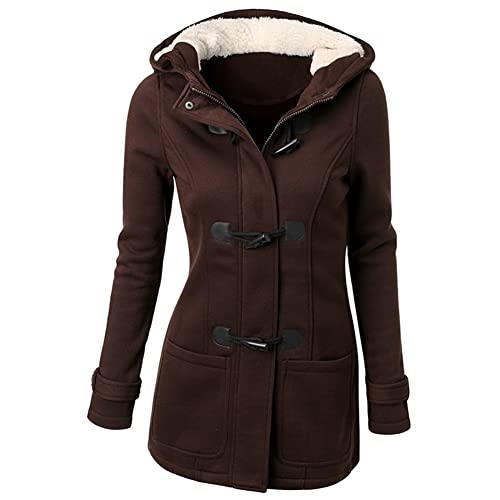 Casaco feminino de lã felpa casaco para uso externo inverno quente com capuz à prova de vento manga