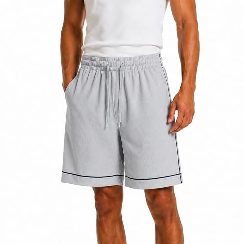 Jogging homme de multipoches zippé mince en lin léger