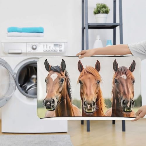 Alfombrilla de baño de microfibra antideslizante lavable a máquina con bonito diseño de caballos 8