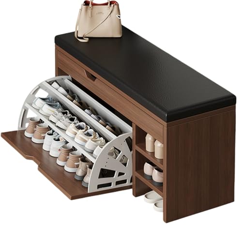 Banco de Almacenamiento de Zapatos – Organizador de Zapatos con Estantes Ajustables – Banco de Entrada – Banco Zapatero de 2 Niveles con Cojín – para Salas de Estar, Dormitorios, Entradas (Size:100cm)
