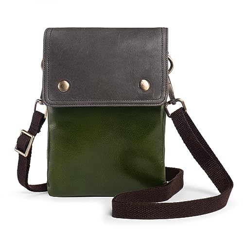 katloo Bolso Movil Mujer con Correa, Cuero Genuino Bolso Bandolera, Billetera Monedero, Portamoviles Carteras Niña para Compras, Fiesta, Viaje, Actividades al aire libre (Verde)