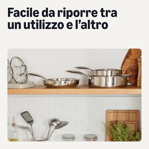 Amazon Basics Pentole in Acciaio Inox, Set di 5 Pezzi, Adatte per Tutti i Piani Cottura, Lavabili in Lavastoviglie - Immagine 5