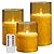 ACROSS Amber Gold Flameless Candles with Remote Control, Battery Operated Candles LED Pillar Fake Candle with Timer, 4'' 5'' 6'' Candles Set of 3 Pack.