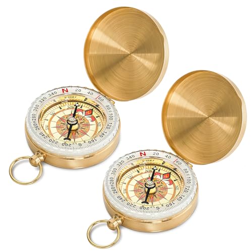 ExeQianming Brújula de Reloj de Bolsillo, Retro Equipo de Supervivencia Utilizado para Acampar Militar Senderismo Herramientas de equitación (Cobre 1Pz)