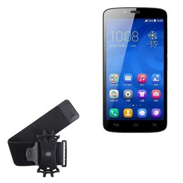 BoxWave Holster Compatible with Honor 3C Play - ActiveStretch Sport Armband, Adjustable Armband for Workout and Running - Jet Black