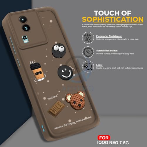 Image of AESTMO Back Case Cover for iQOO Neo 7 /7 Pro 5G Cover | Cute Fun Cartoon 3D Ball | Coffee Silicone Case | Full Body Protection | Camera Protection Back Cover for iQOO Neo 7 /7 Pro 5G (Brown)