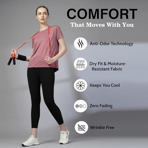 Image of CHKOKKO Gym Tshirt for Women Workout Dry Fit t Shirt Sports Tshirt Lightweight Round Neck Breathable Half Sleeve Activewear Running Yoga Tops for Woman