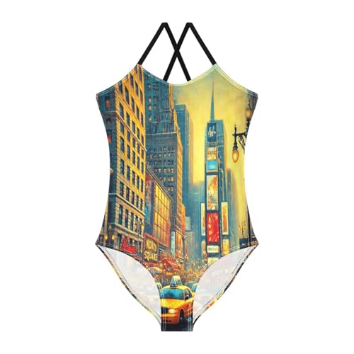Street Scene Car Bathing Suits for Girls Kids Swimsuits Summer Beach One Piece Swimsuits Swimwear