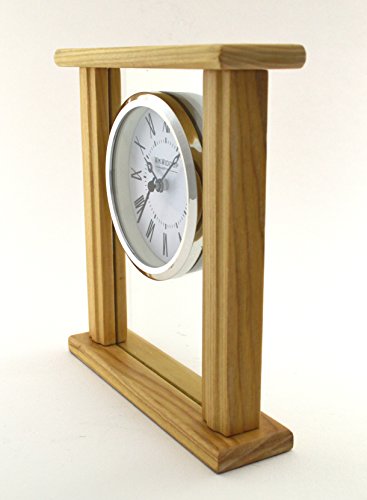Light Wood and Glass Stylish Quartz Mantel Desk Clock