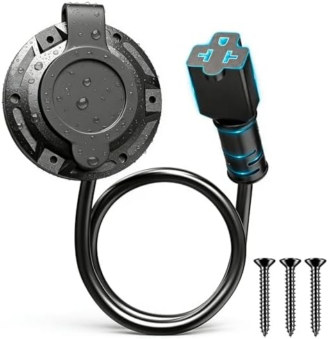 New 20A AC Port Plug, 125V 12AWG Heavy-Duty RV Shore Power Inlet Socket with 5-in-1 T-Blade Adapter & 16'' Extension Cord, Waterproof Electrical Outlet Receptacle Box for RVs, Trailers, Boats