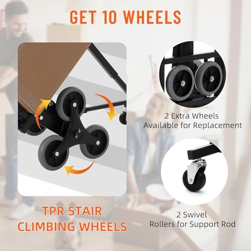 Carretilla plegable para escaleras con 10 ruedas, carga 150 kg miniatura 2