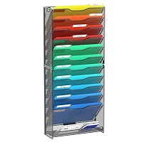 Solinxe Porte-documents mural à suspendre à 5 niveaux, organiseur de papiers, magazines, dossiers, pour bureau, maison, école, accessoires fournitures, blanc