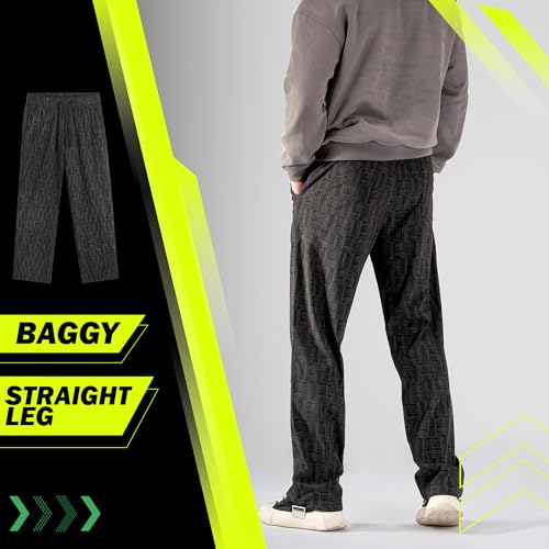 Mens Corduroy Casual Pants Warm Straight Leg Loose Fit with Pockets Drawstring Elastic Waist Vintage Sweatpants Baggy3