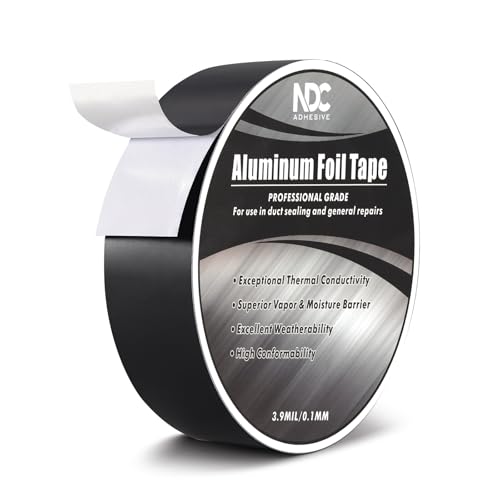 Image of Aluminum Foil Tape, 2 inch x 164Ft, Black | 3.94mil, Heat & UV Resistant, Waterproof for Ductwork Sealing, Dryer Vent, HVAC Air Insulation, Metal Repairs Patching