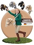 Zauberhuf Hobby Horse Steckenpferd – Handgefertigtes Stockpferd für Kinder 4–12 Jahre - Realistisches Hobby Horsing Pferd mit verstellbarem Gurt & Turnierschleife (Beige & Weiß)