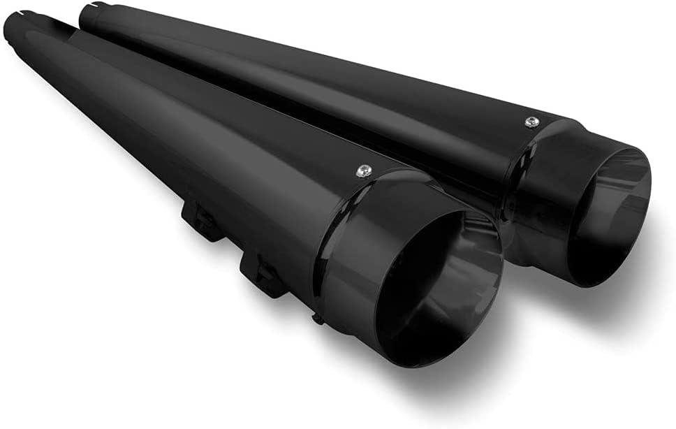 HARLEY TOURING BAGGER SLIP ON MUFFLERS DNA MEGAPHONE EXHAUST PIPES CHROME BLACK (BLACK/FITS 1995-2016)