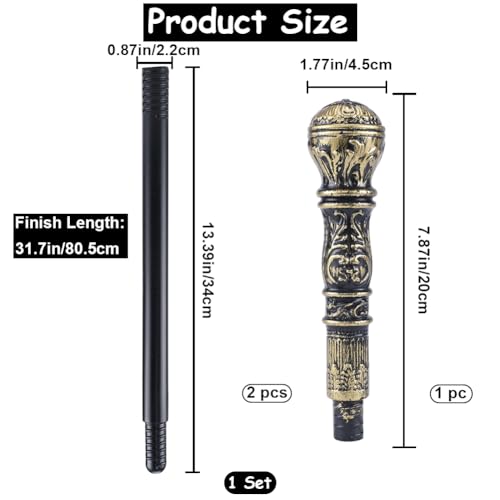 Image of GORGECRAFT Antique Cane Vintage Walking Stick Halloween Party Decorative Cosplay Costume Cane Handle Knob Costume Accessories