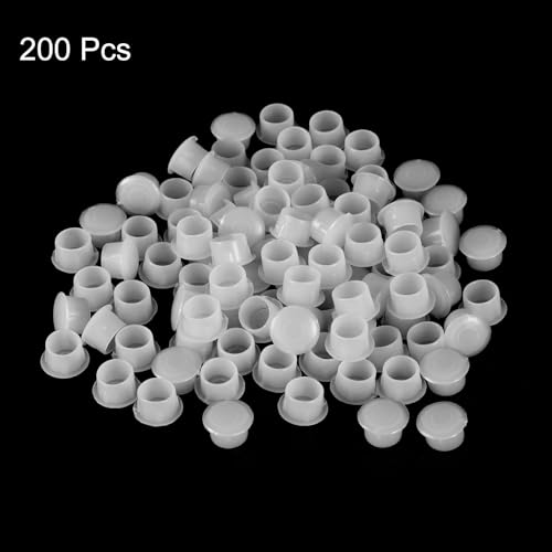 Image of uxcell 200Pcs Screw Hole Plugs, 10mm(3 /8 inch) Dia Plastic Snap in Shelf Button Flush Type Caps for Furniture Cabinet Cupboard, Clear