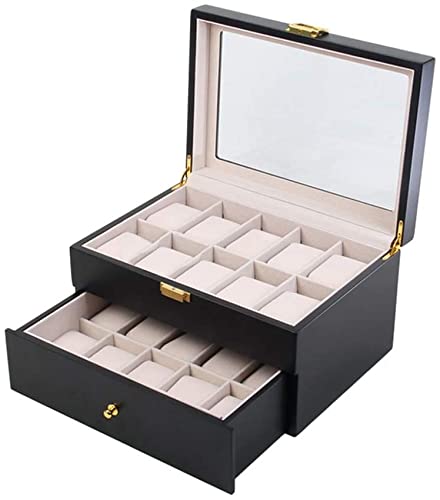 Boîte de montre double couche haut de gamme, coffret de stockage élégant pour homme