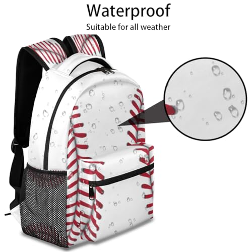 Pardick White Baseball School Backpacks for Girls Boys Teens Students Stylish College Shoulder Bag Schoolbag Book Bag - Water Resistant Travel Backpacks for Women Men4
