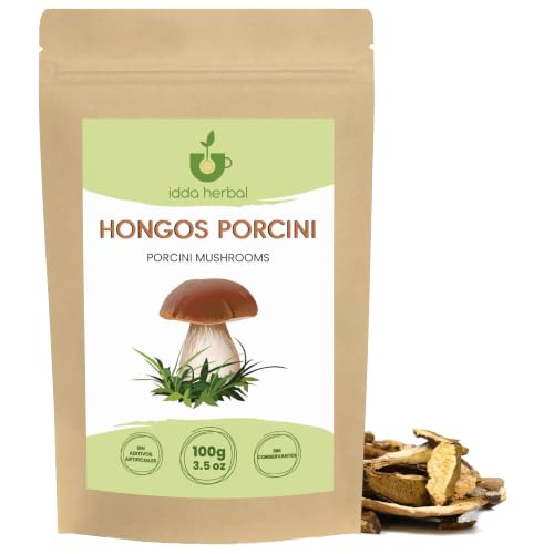 IDDA Herbal Hongos Porcini Secos 100g, Boletus Edilus, Setas Deshidratadas, Champiñones Secos