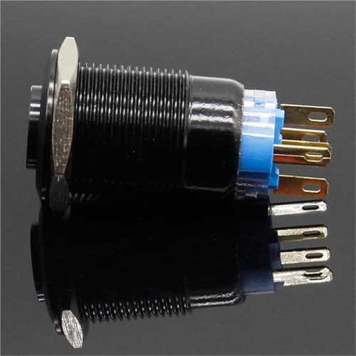 Bouton-poussoir momentané métal noir 19mm commande électrique 24V