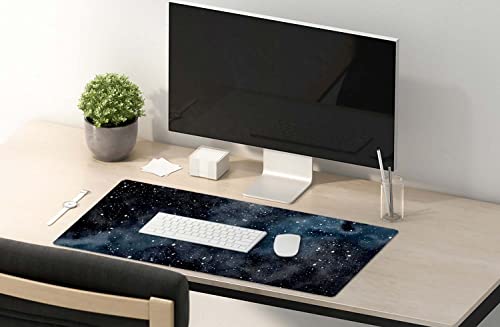 Image of SSOIU Extended Gaming Mouse Pad (35.5x15.7 in) Dark Starry Deep Space Desk Mat, Cute Galaxy Desk Pad