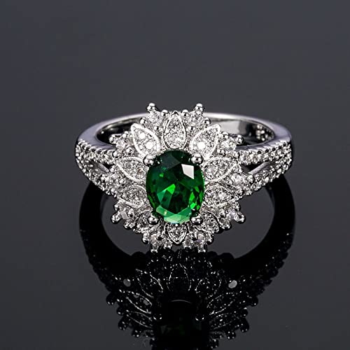 925 silver Super Flash Emerald encrusted Ring Fashion Temperament Green Zircon Gem Ring Ring Ring Found Diamond Ring Found Female Jewelry Earrings2