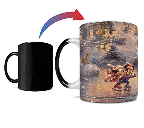 Disney - Mickey and Minnie Mouse - Sweetheart Holiday - One 11 oz Morphing Mugs Color Changing Heat Sensitive Ceramic Mug – Image Revealed When HOT Liquid Is Added!