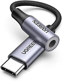 UGREEN Audio Jack Adapter USB C do 3.5mm Adapter Słuchawek Nylonowy Kabel Aux Kompatybilny z Galaxy S23 Ultra/ S23+/ S23/ S22/ S21+/ S21/S21 Ultra/S20,iPad Pro/Air, MacBook Pro itp. (Szary)