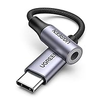 UGREEN USB C to 3.5mm Audio Adapter Type C to Headphone Aux Jack Dongle 24bit/96kHz HiFi DAC Cable Cord Compatible with iPhone 16 Pro Max/16 Pro/16 Plus, iPad, Galaxy S23 Ultra, Pixel 7, Grey
