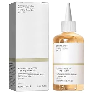 Glycolic Acid 7% Toner, Glycolic Acid 7% Toning Resurfacing Solution, Facial Exfoliation Astringe Pores, Hydrates and Reduces Skin Blemishes 100ML