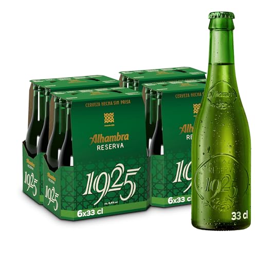 Alhambra Reserva 1925, Pack de 24 Botellas x 33 cl, Cerveza Extra de Fermentación Lenta, 6.4% Alcohol