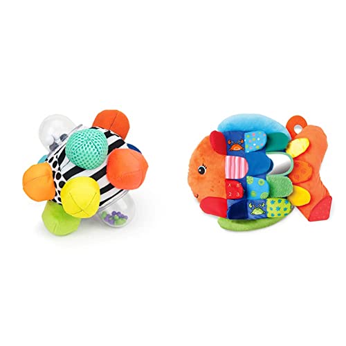 Sassy Developmental Bumpy Ball & Melissa & Doug Flip Fish Soft Baby Toy - Flip Fish Baby Toy, Tag Toys for Babies, Tummy Time Toys, Taggies for Babies, Sensory Toys for Infants