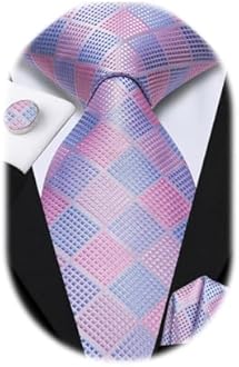 Dubulle Mens Paisley Striped Tie WOVEN Necktie for Men and Handkerchief Cufflinks Set Wedding Formal Business