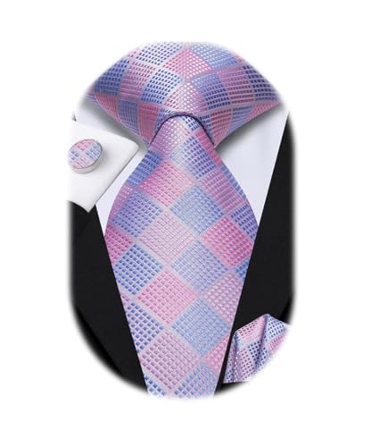 Dubulle Mens Paisley Striped Tie WOVEN Necktie for Men and Handkerchief Cufflinks Set Wedding Formal Business