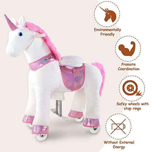 image for WondeRides Ride on Unicorn Toy Pony Cycle Rocking Horse Pink Unicorn, 