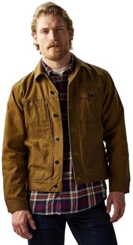 Filson Tin Cloth Short Lined Cruiser Jacket Dark Tan Large