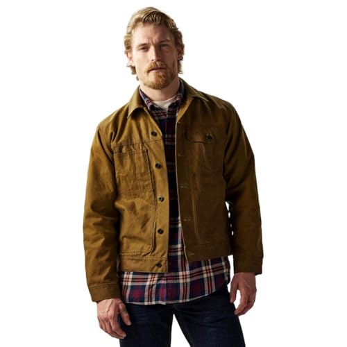 Filson Tin Cloth Short Lined Cruiser Jacket Dark Tan Large