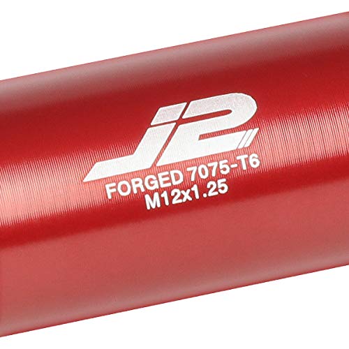 Image of J2 Engineering 16Pcs 7075 Aluminum Open End M12 x 1.25 Lug Nuts w /4Pcs Lock Nuts & Key, Red, Fit Conical Seat, LN-T7-010-125-RD