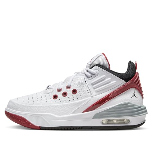 NIKE Jordan Max Aura 5 Big Kids' Shoes (DZ4352-101, White/Varsity Red/Wolf Grey/Black) Size 7