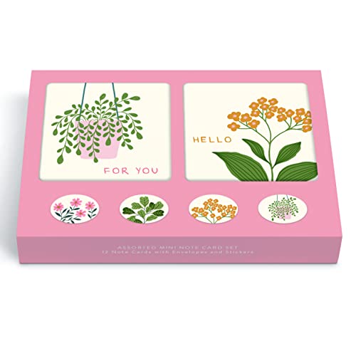Image of Studio Oh! Assorted Mini Note Card Sets with Stickers, 12 Blank Cards, Stickers & Small Envelopes, Greeting Notecards for Birthday, Thank You Notes, 260 GSM Textured Paper Weight, Floral Notes